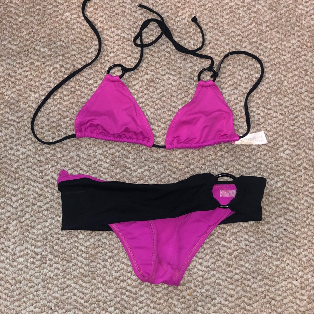 Vitamin A Pink and Black Two-Piece Bikini Set